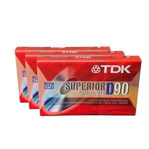 TDK Superior Normal Bias D90 Blank Cassette Tapes Play It Loud 3 Packs in Total